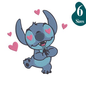 Stitch Love Embroidery Design – Cute Baby Stitch Digital File for Embroidery Machines, Perfect for Lilo & Stitch Fans! 6 Sizes