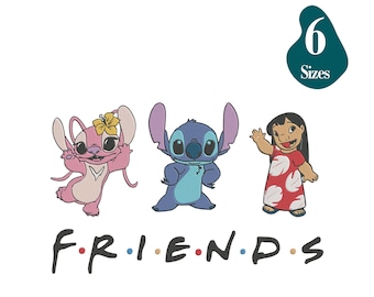 Stitch Friends Embroidery Design: Lilo and Angel, 6 Sizes (Digital Download