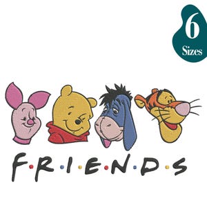 Disegno da ricamo Winnie the Pooh Friends, disegno da ricamo Pooh, 6 misure, download immediato