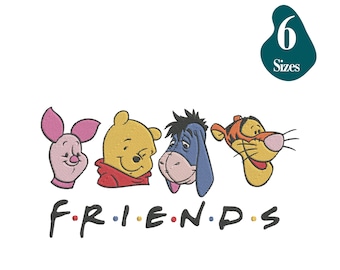 Winnie the Pooh Friends Embroidery Design: 6 Sizes (Instant Download)