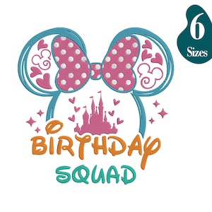 Mickey Birthday Squad Stickdatei: 6 Größen (Instant Download)