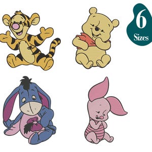 Winnie Pooh Friends Bundle, Stickdatei, Winnie Pooh und Freunde Stickdatei, Winnie Pooh Tiger oder Piglet, 6 Größen