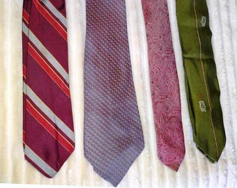 1930's 40's & 50's Neckties J.N. Adam Co Maroon Stripe Silk Acetate Rayon Iridescent Hamburgers Baltimore Red Paisley Atelier Des Artistes
