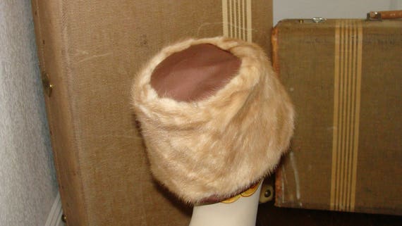 Mid Century Mink Fur Ladies Hat by Lora 1960s Tan… - image 3