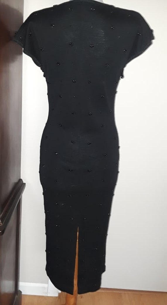 Carole Little Black Sequin Petite M Fitted Knit D… - image 8
