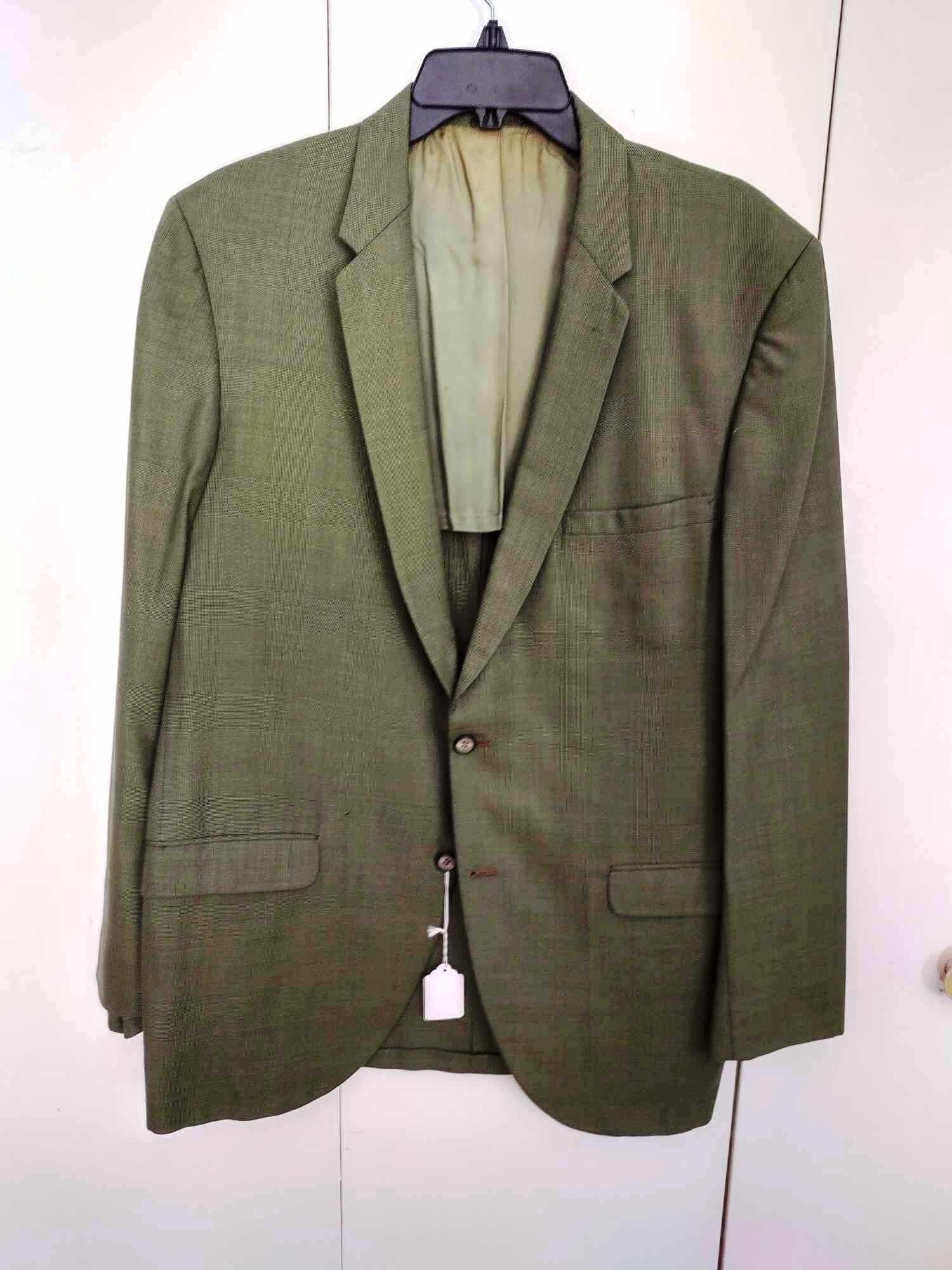 Sharkskin Jacket Sewell Supreme Tiki Mid Century Mod Green w/Gold subtle plaid Rat Pack Sheen