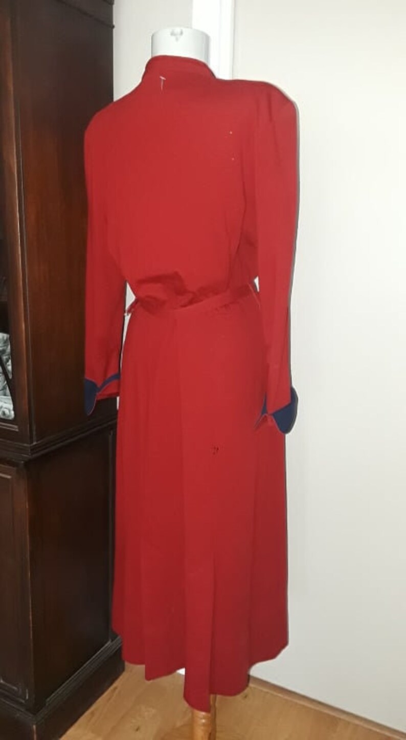 Jean Lang Original US Patent 1940's Wool Red Ladies Vintage Dress Long ...