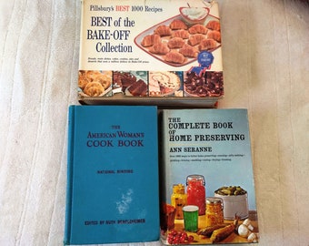 Pillsbury 1959 1000 Recipes Bake-Off American Woman's Cookbook 1944 Complete Home Preserving 1955 Home Cooking Canning Drying Cure Jelly