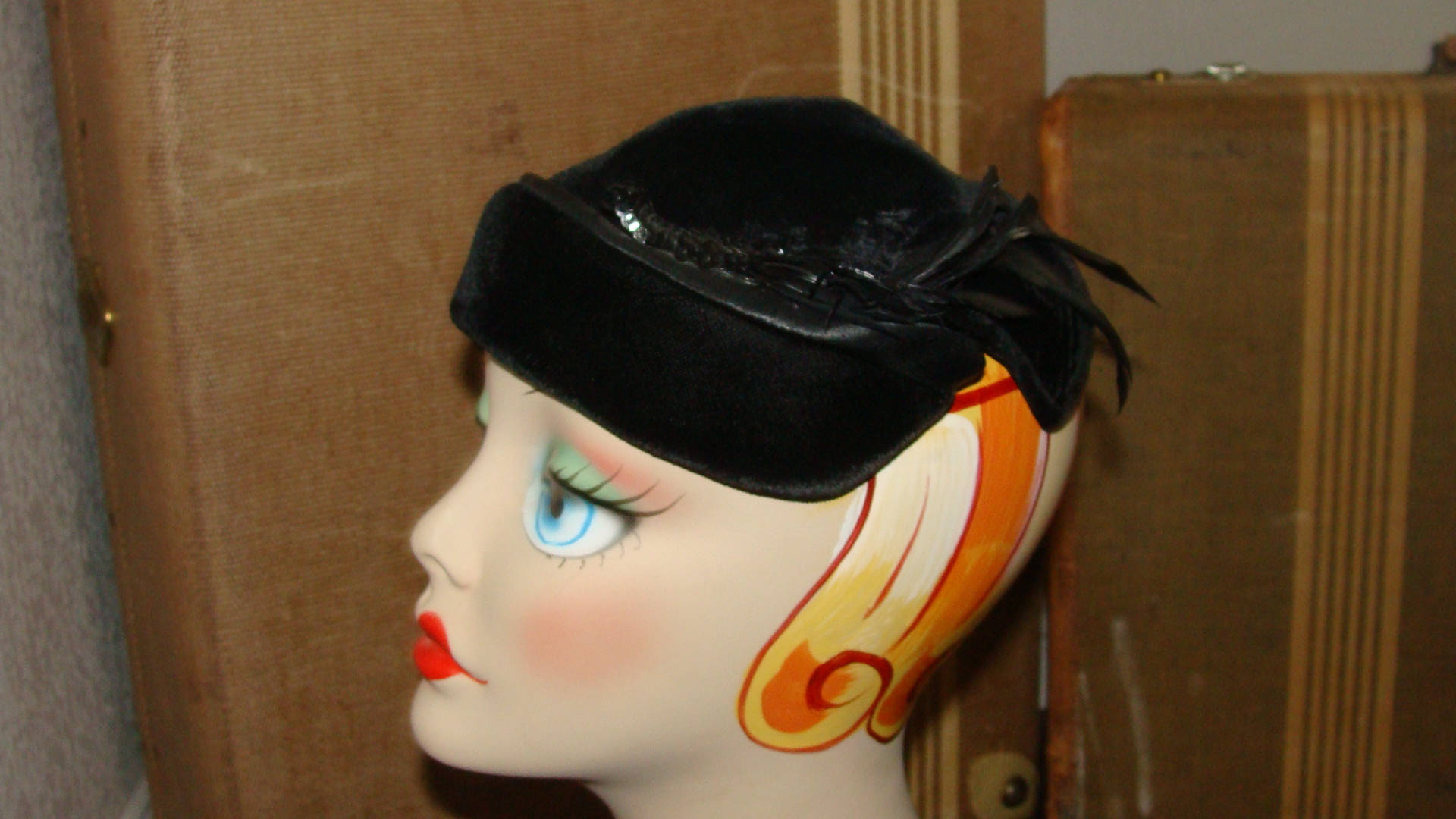 Jazzy 5060's Skull Cap Black Velvet Beatnik Noir Etsy Canada