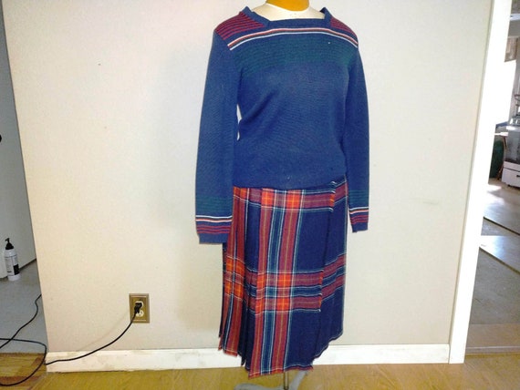 Vintage Mid Century Plaid Wrap Scottish Wool Skir… - image 1