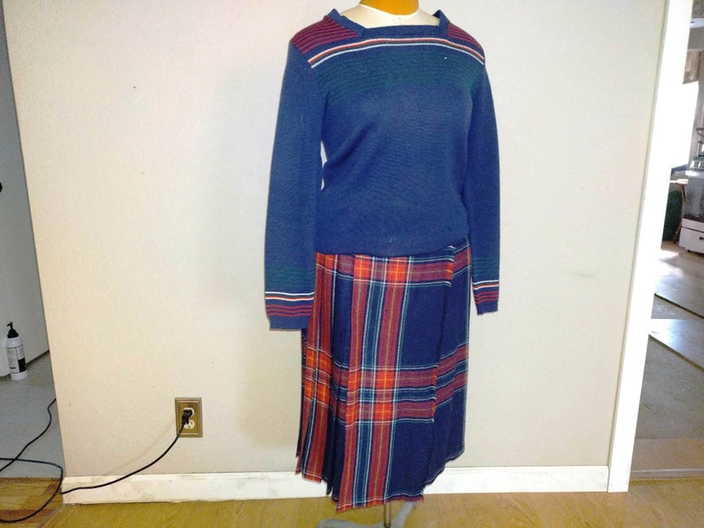 Vintage Mid Century Plaid Wrap Scottish Wool Skirt Medium USA - Etsy