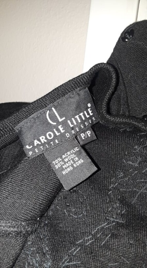 Carole Little Black Sequin Petite M Fitted Knit D… - image 5
