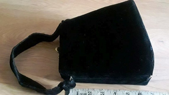 Vintage Mid Century Modern Black Velvet Handbag T… - image 3