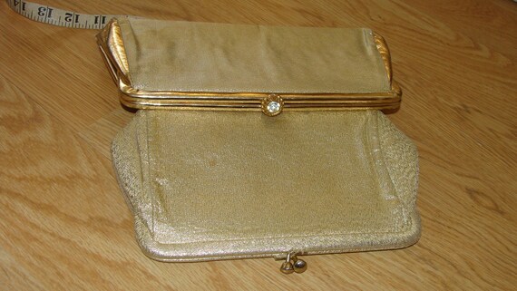 Gold Lame Metallic Mid Century Handbag Vintage Ev… - image 3