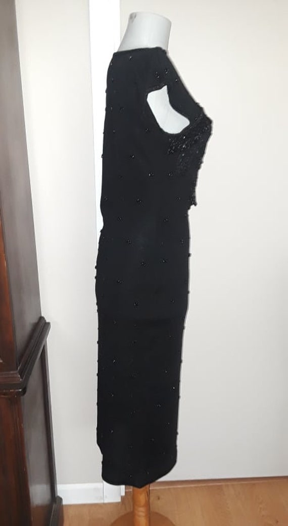 Carole Little Black Sequin Petite M Fitted Knit D… - image 6