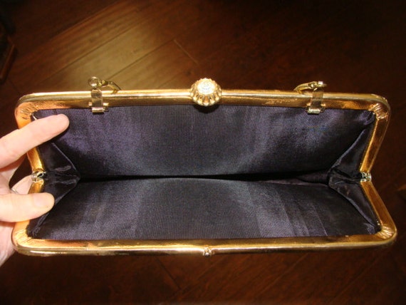 Gold Lame Metallic Mid Century Handbag Vintage Ev… - image 6