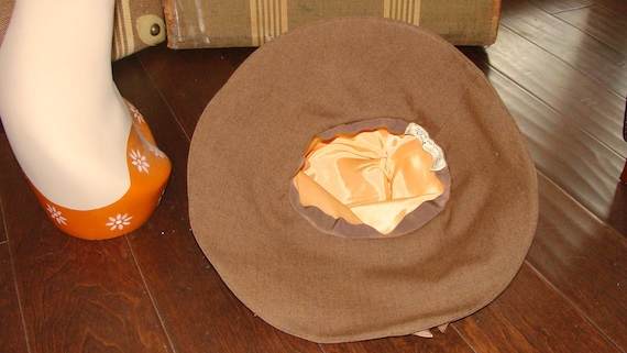 1960's Vintage Khaki Wide Brim Small Soft Hat Rex… - image 9