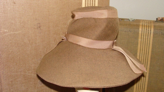 1960's Vintage Khaki Wide Brim Small Soft Hat Rex… - image 4