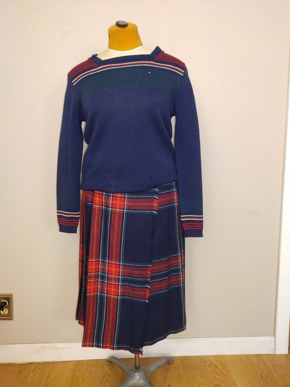 Vintage Mid Century Plaid Wrap Scottish Wool Skir… - image 3