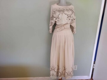 Vintage handmade golden mesh dress with separate individual liner - circa 1980s - EU 36 / UK 8 / US 4 (Weight: 314g) free postage