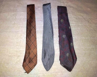Antique Necktie 1930&#39;s Al Hoffman Copper Al Hoffman Brown Tie Black White Plaid NRA Dirty Bird Neck Wear Purple Silk Necktie Hand Made Men&#39;s