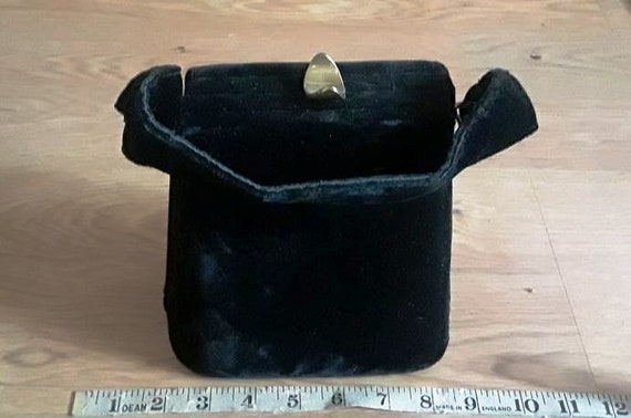 Vintage Mid Century Modern Black Velvet Handbag T… - image 5