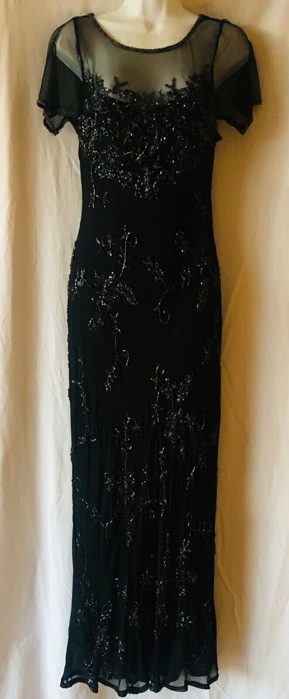 Vintage Stenay Black Beaded Gown Size 8 Medium 100