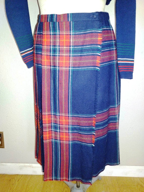 Vintage Mid Century Plaid Wrap Scottish Wool Skir… - image 8