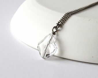 Clear Baroque Crystal Titanium Necklace, Nickel Free Necklace For Sensitive Skin, European Crystal Pure Titanium Jewelry