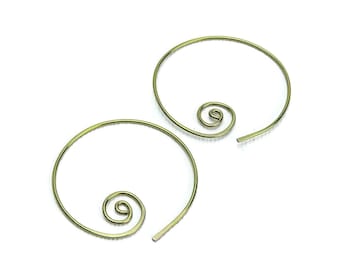 Niobium Hoops Spirals Gold Niobium Spiral Hoop Earrings, Hypoallergenic Hoops for Sensitive Ears, Niobium Hoops