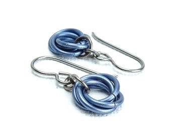 Niobium Earrings Slate Blue Hypoallergenic Earrings Sensitive Ears Earrings for Sensitive Ears Eternity Love Titanium Earrings
