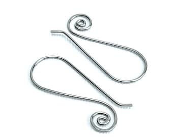 Niobium Earwires Swan Spiral Hooks, Hypoallergenic Ear Wires Silver-color Niobium Earrings for Sensitive Ears, Niobium Jewellery