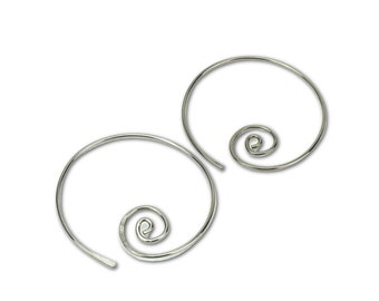 Niobium Earrings Spiral Hoops, Silver Color Niobium Spiraling Hoop Earrings for Sensitive Ears, Hypoallergenic Nickel Free Swirl Jewellery