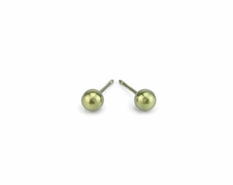 5mm Gold Ball Studs Titanium Earrings, Titanium Ball Posts for Sensitive Ears, Hypoallergenic Nickel Free Gold Titanium Solid Ball Stud Post