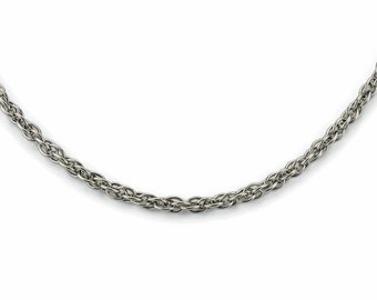 Double Rope Titanium Necklace, Pure Titanium Twisted Rope Chain Necklace for Super Sensitive Skin, Hypoallergenic and Nickel Free Necklace