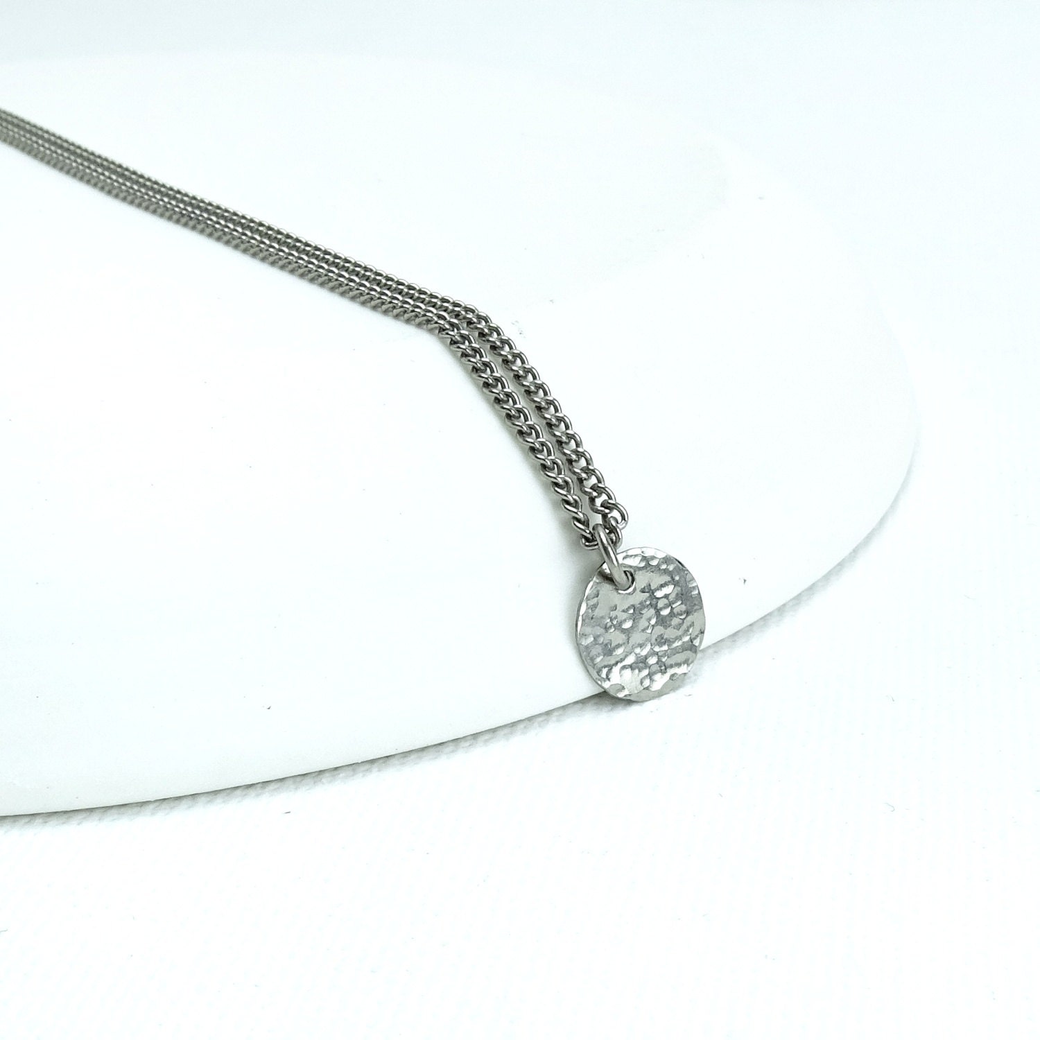 Titanium Necklace Tiny Disc Niobium Circle Disk Necklace Etsy
