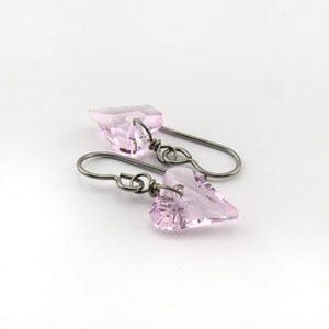 Rosaline Pink Heart Titanium Earrings, Love Heart Crystal Earrings, Niobium Earrings for Sensitive Ears, Hypoallergenic Nickel Free Earrings image 1