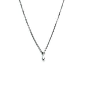 Tiny Teardrop Titanium Necklace, Nickel Free Pure Titanium Droplet Necklace, Hypoallergenic Titanium Drop Chain Necklace for Sensitive Skin