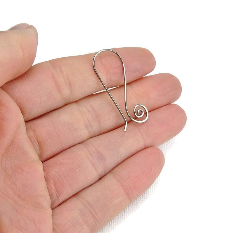Niobium Earwires Swan Spiral Hooks, Hypoallergenic Ear Wires Silver-color Niobium Earrings for Sensitive Ears, Niobium Jewellery image 6