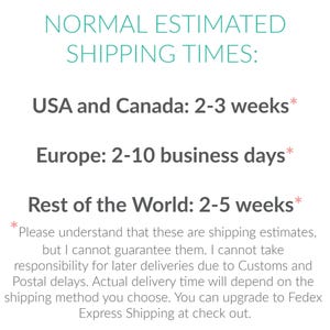 a poster with the words, normal estimated shipping times, usa and canada