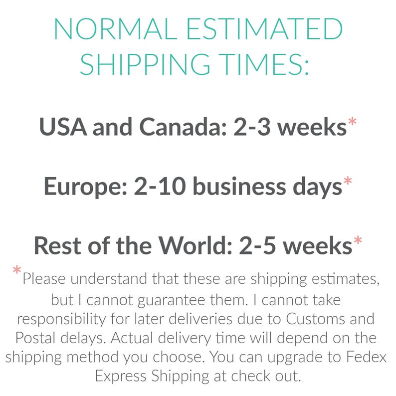 a poster with the words, normal estimated shipping times, usa and canada