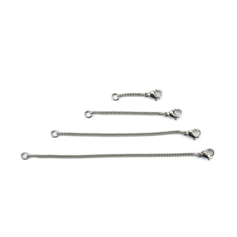 Titanium Necklace Extender, Pure Titanium Chain Extension, 1,2,3 or 4 Extra Length, Nickel Free Hypoallergenic Bracelet Adjuster image 1