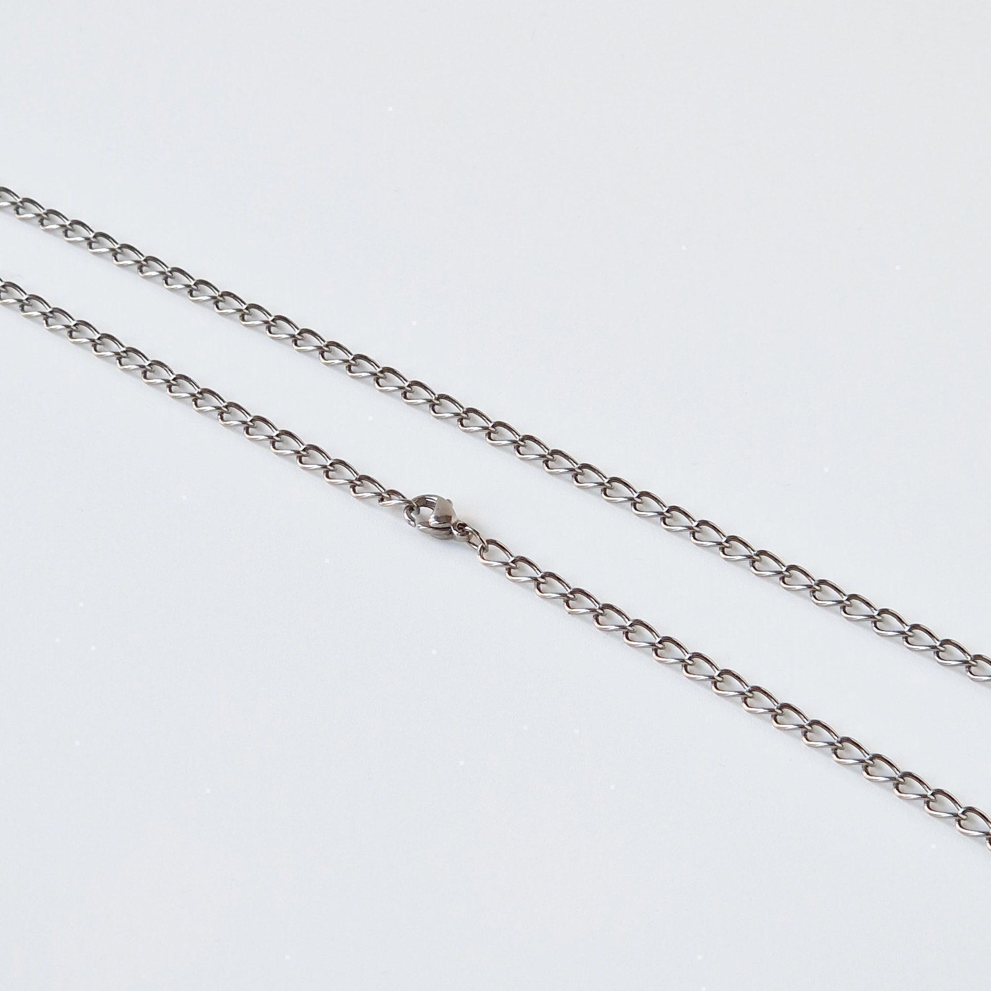 Fine Curb Chain Titanium Necklace, 3.5mm Elegant Everyday Pure 