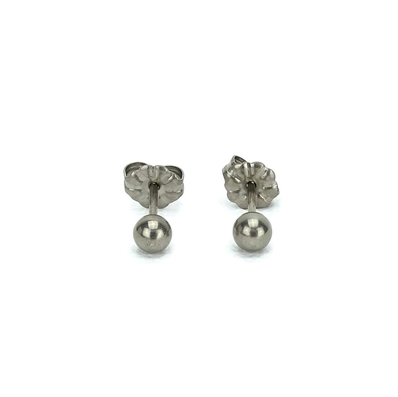 Pure Titanium Ball Stud Earrings Solid Ball Stud Earrings Etsy