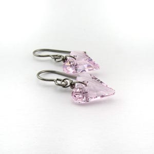 Rosaline Pink Heart Titanium Earrings, Love Heart Crystal Earrings, Niobium Earrings for Sensitive Ears, Hypoallergenic Nickel Free Earrings image 5
