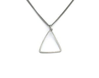 Triangle Titanium Necklace, Everyday Modern Geometric Shaped Necklace, Hypoallergenic Niobium and Titanium No Nickel Triangle Necklace