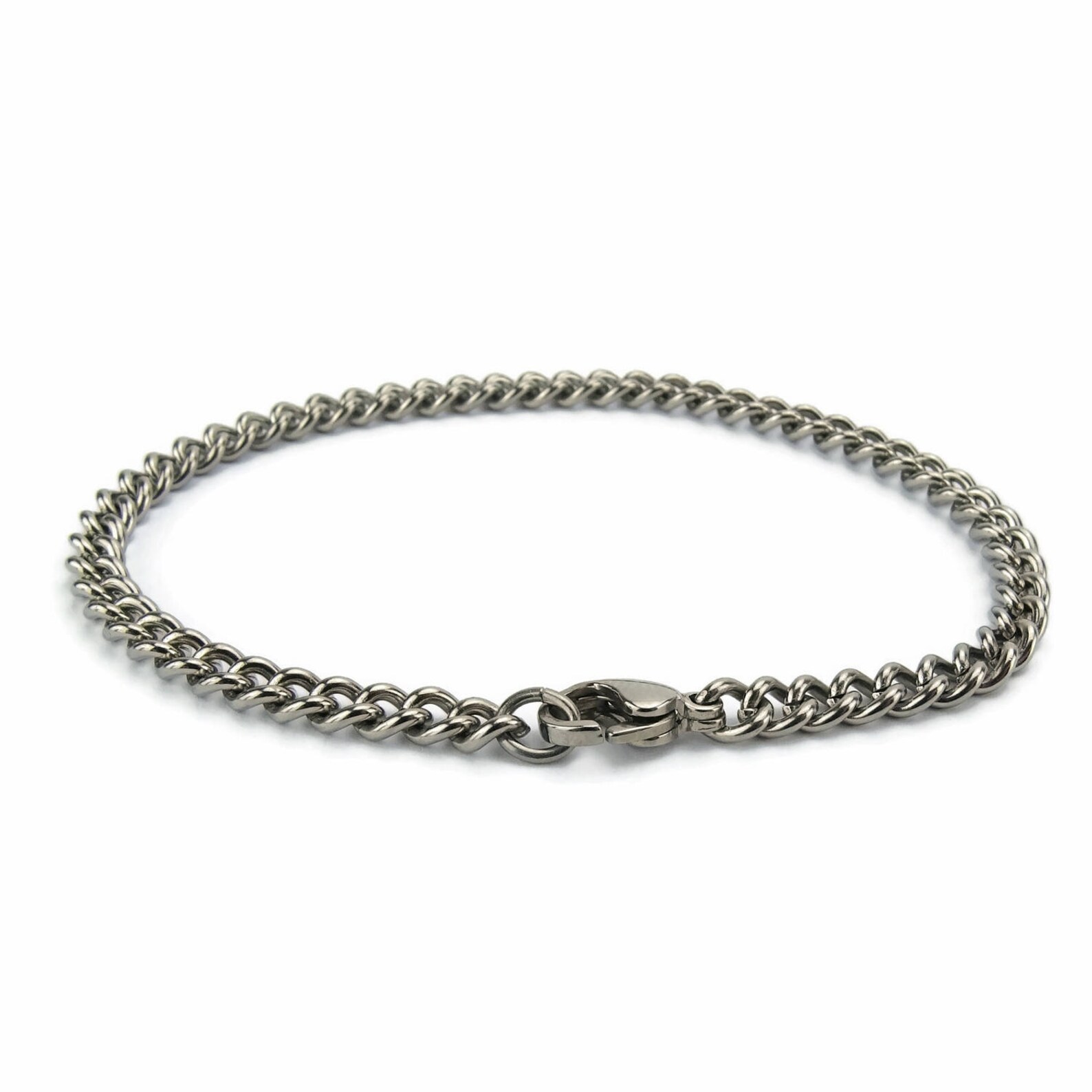 Medium Curb Titanium Bracelet Pure Titanium 4.4mm Chain | Etsy