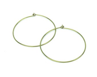 Créoles en niobium extra larges en or, Créoles hypoallergéniques sans nickel pour oreilles sensibles, Créoles sans nickel de 1,5 pouce