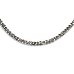 Titanium Mens Necklace, 4.4mm Medium Curb Chain Necklace for Sensitive Skin, Nickel Free Hypoallergenic Pure Titanium Jewelry for Him