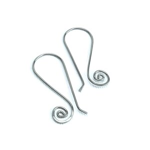 Niobium Earwires Swan Spiral Hooks, Hypoallergenic Ear Wires Silver-color Niobium Earrings for Sensitive Ears, Niobium Jewellery image 5